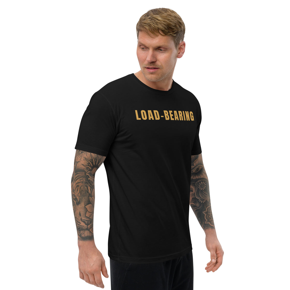 Load-Bearing T-shirt, black, worn with dark jeans