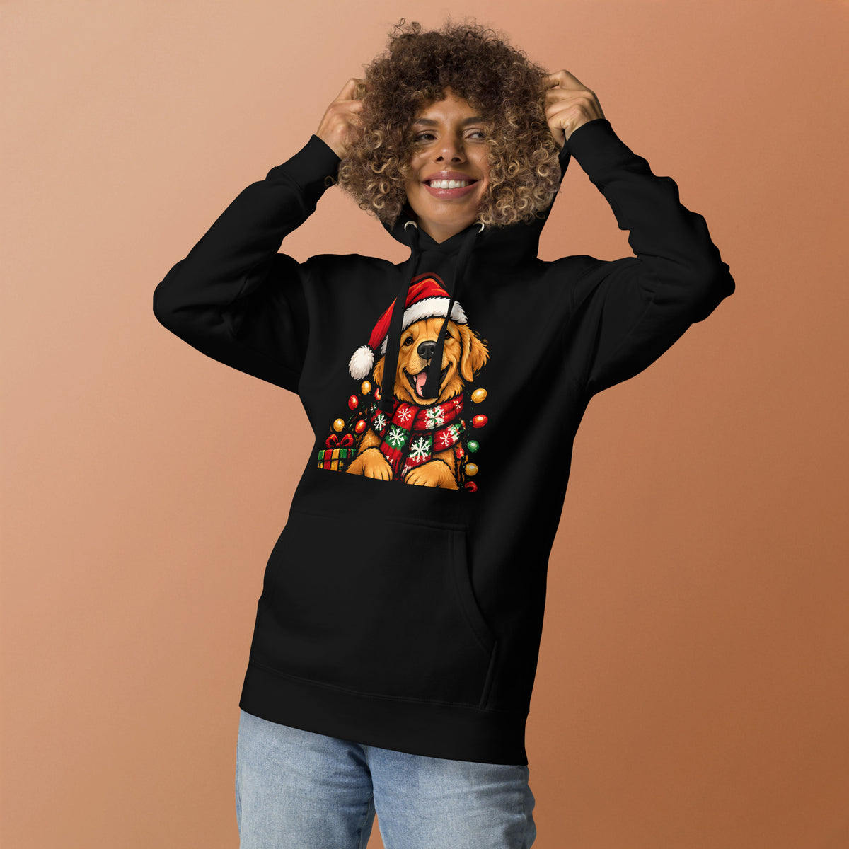 Golden Retriever Christmas Hoodie, colour option