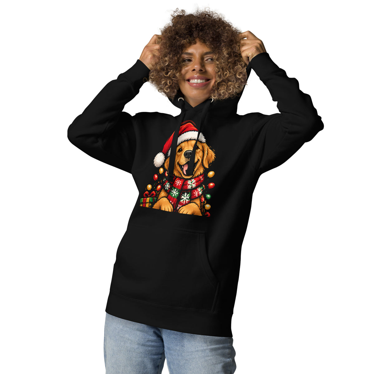 Golden Retriever Christmas Hoodie, colour option