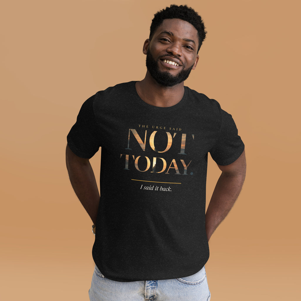 Not Today T-shirt, black heather, front worn
