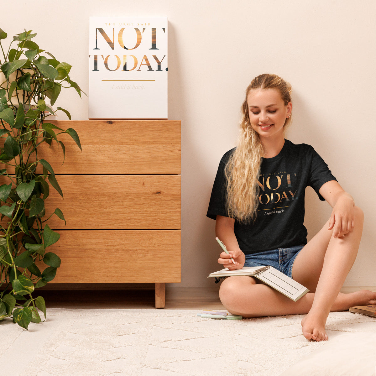 Not Today T-shirt, black heather, front