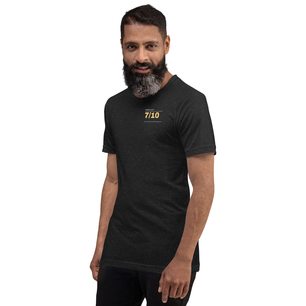 Pain Forecast T-shirt, Black Heather, left front view