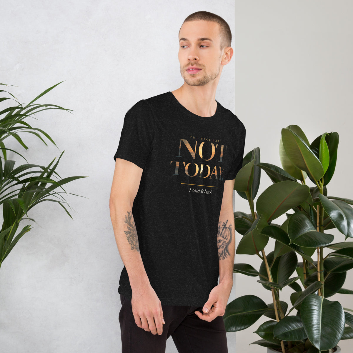 Not Today T-shirt, black heather, right side