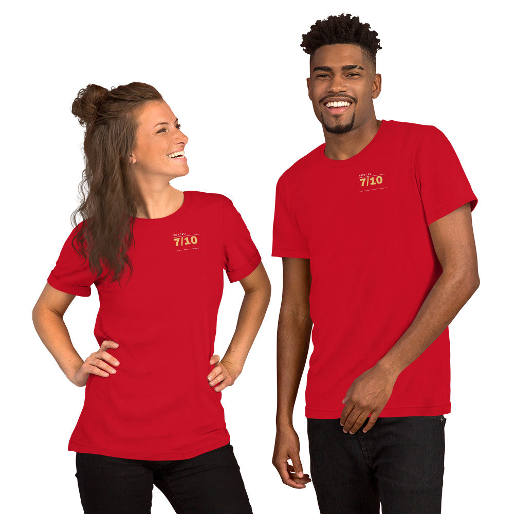 Pain Forecast T-shirt, Red, front lifestyle