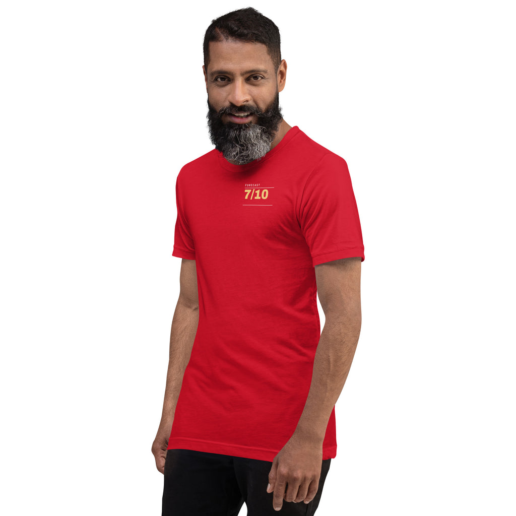 Pain Forecast T-shirt, Red, left front view